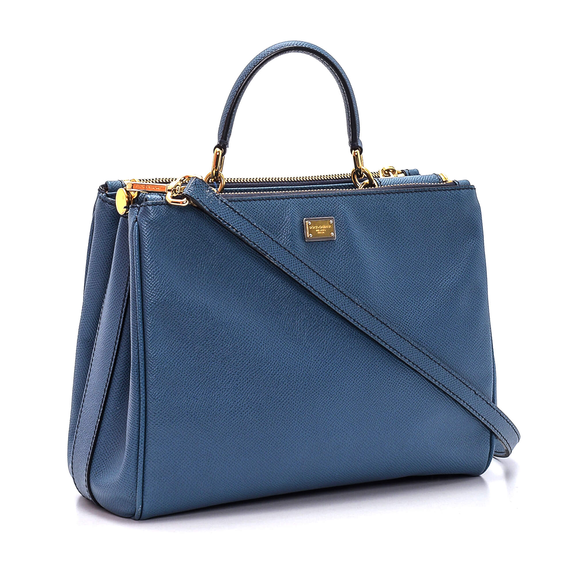 Dolce&Gabbana - Blue Leather Sicily Shopping Bag 